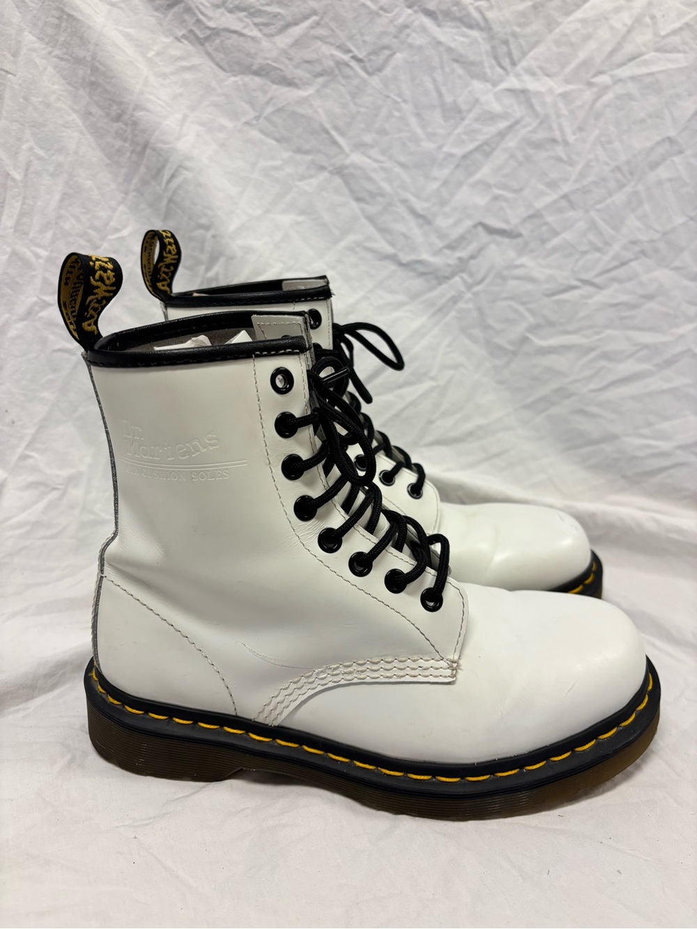 Dr. Martens 1460 White Leather Combat Boots | Women’s Size 6